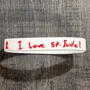 💞 New White & Red I Love St. Jude Silicone Rubber Bracelet